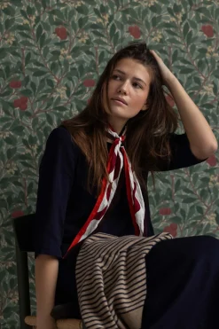 Skjerf - Ribbon Print Cotton Garnet