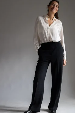 Skjorte - Sheer Stripe Pintuck Creme