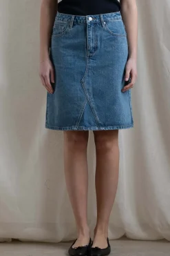 Skjørt - Denim A-Line Skirt Stonewashed Blue