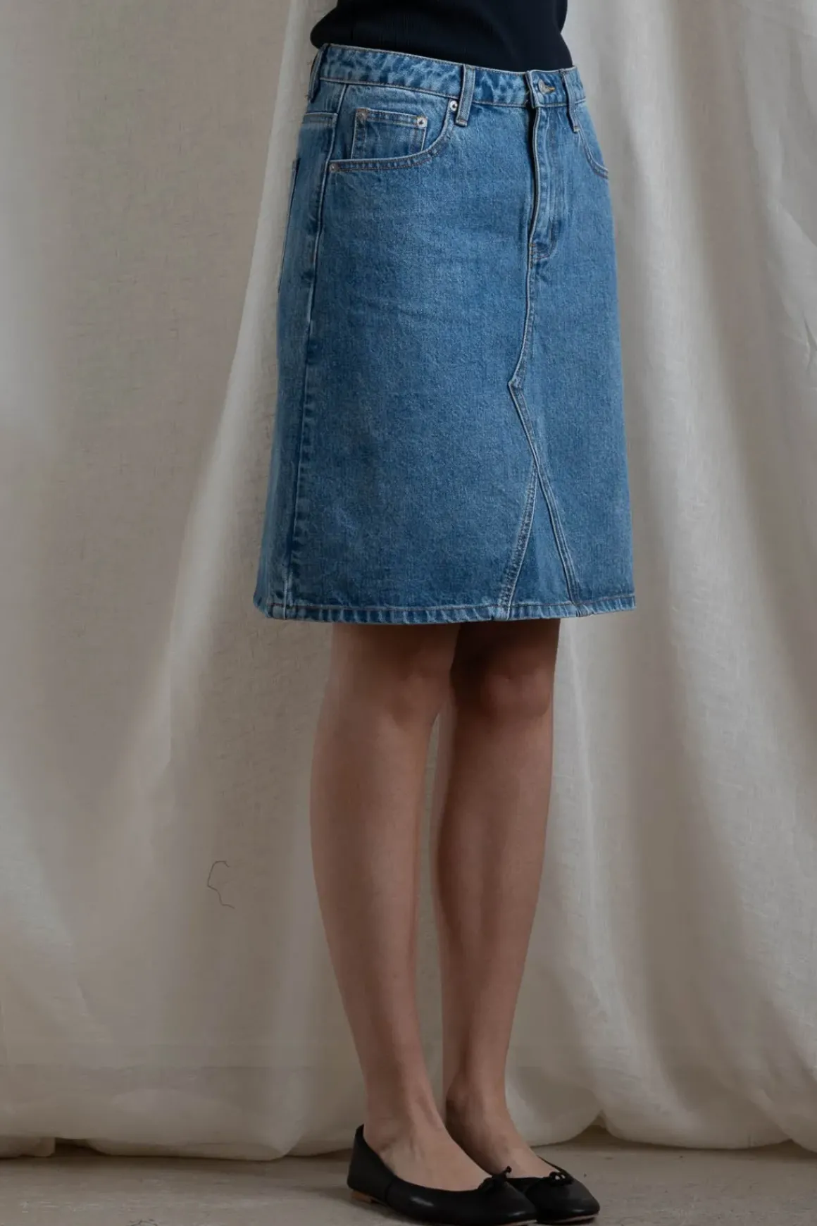 Skjørt - Denim A-Line Skirt Stonewashed Blue