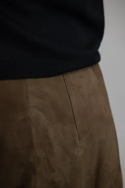 Skjørt - Mid Rise Slim Midi Suede