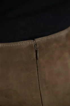 Skjørt - Mid Rise Slim Midi Suede