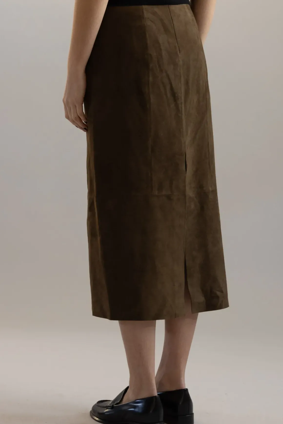 Skjørt - Mid Rise Slim Midi Suede