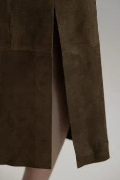 Skjørt - Mid Rise Slim Midi Suede