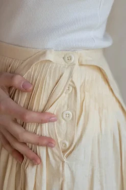 Skjørt - Pleated Cotton Linen