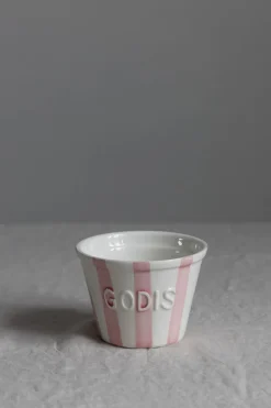 Skål - Godis Striper Rosa/Hvit