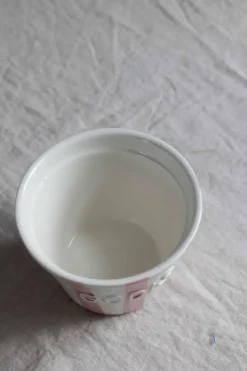 Skål - Godis Striper Rosa/Hvit