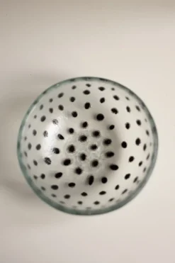 Skål - Sorte Prikker 12cm Glass