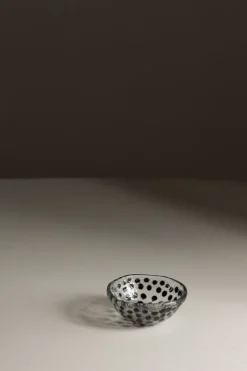 Skål - Sorte Prikker 9cm Glass