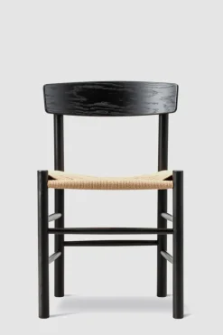 Spisestuestol - J39 Folkestolen Sortlakkert Eik / Naturfarget Papirgarn