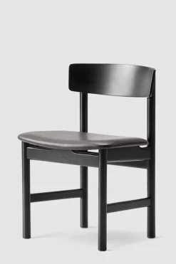 Spisestuestol - Mogensen Model 3236 Sortlakkert Eik / 88 Sort Lær