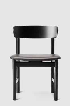 Spisestuestol - Mogensen Model 3236 Sortlakkert Eik / 88 Sort Lær