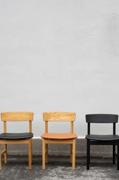 Spisestuestol - Mogensen Model 3236 Sortlakkert Eik / 98 Sort Lær