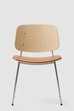 Spisestuestol - Søborg 3061 Lakkert/Krom Eik / 95 Cognac Lær