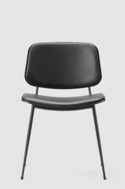 Spisestuestol - Søborg 3062 Sortlakkert/Krom Eik / 98 Sort Lær