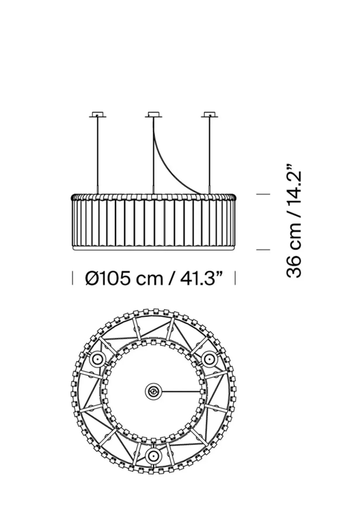 Taklampe - Estadio dia105cm 3 Support Hanging System