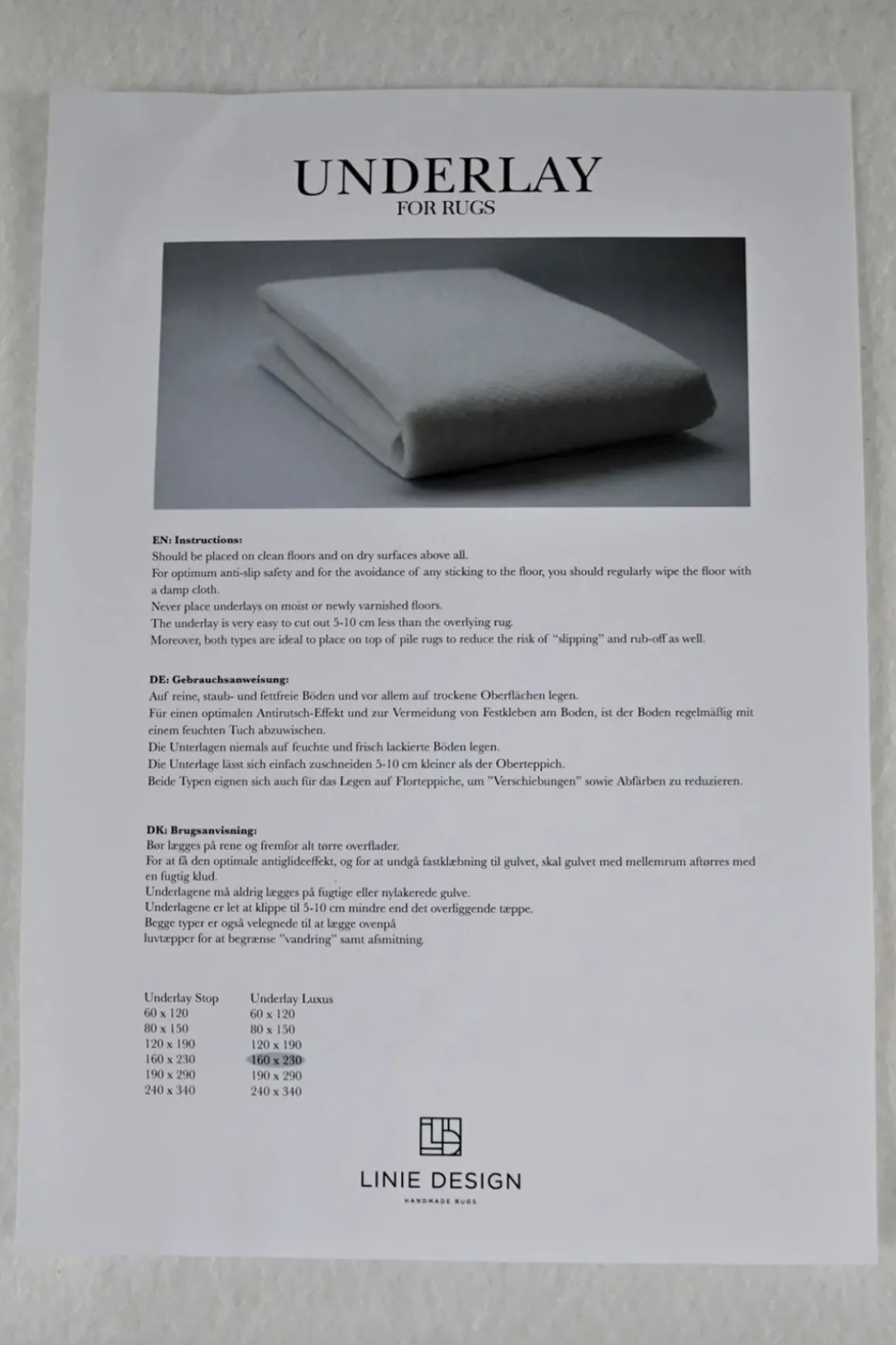 Teppeunderlag - Underlay Stop Natural