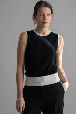 Topp - Classic Merino Tank Black Cream