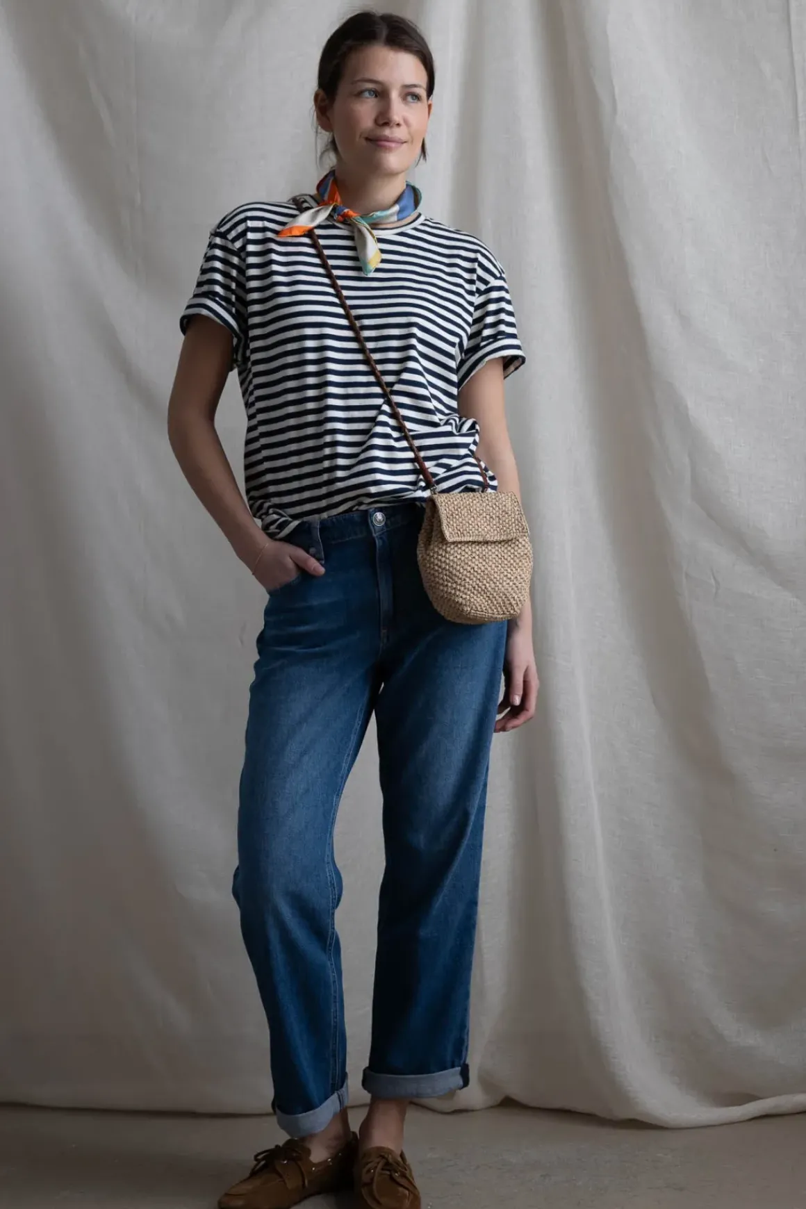 T-Skjorte - Classic Circular Tee Striped Mix Night