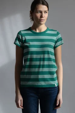 T-Skjorte - Slub Stripe Tee Green Mult