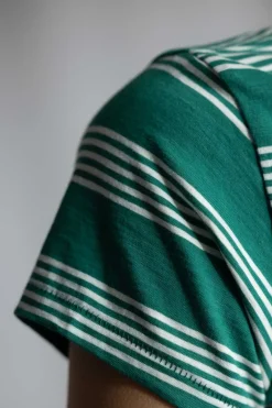 T-Skjorte - Slub Stripe Tee Green Mult