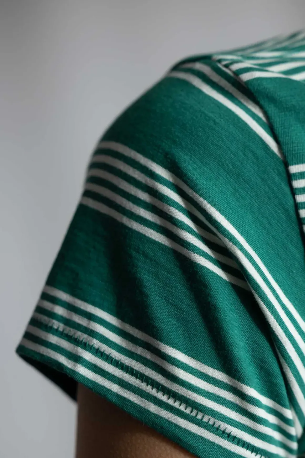 T-Skjorte - Slub Stripe Tee Green Mult