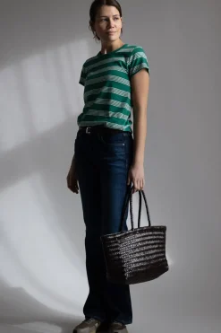 T-Skjorte - Slub Stripe Tee Green Mult