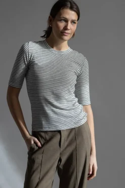 T-skjorte - Striped Elbow SLV Crew