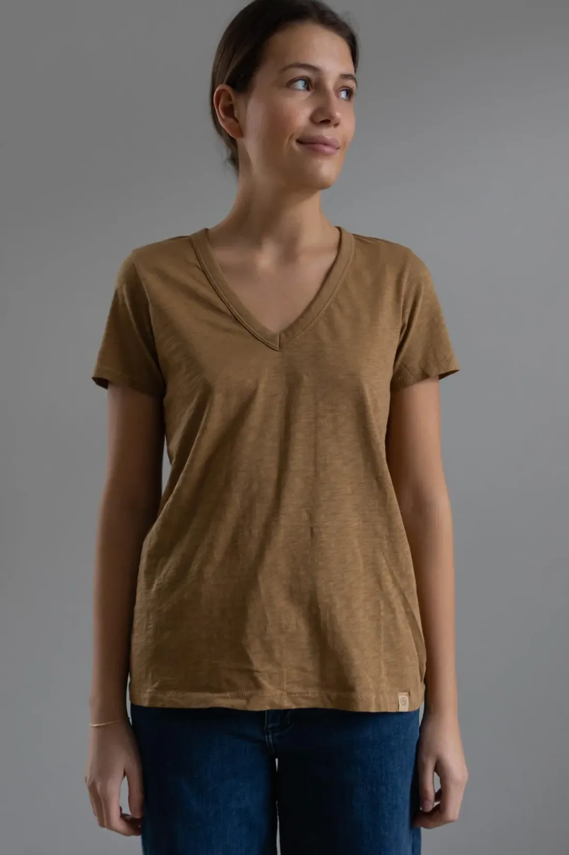 T-Skjorte - The Slub Vee Khaki