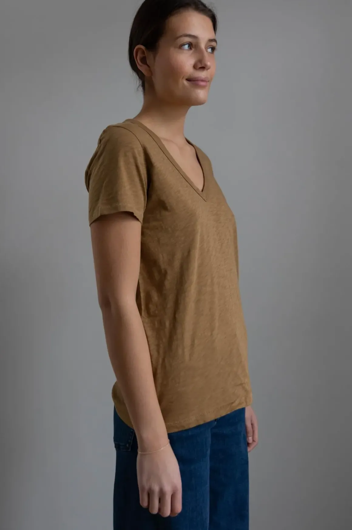 T-Skjorte - The Slub Vee Khaki