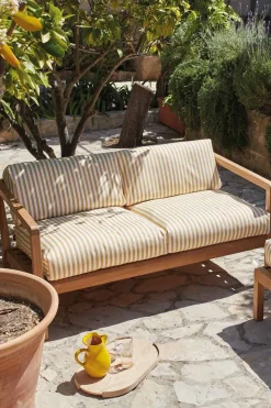 Utesofa - Virkelyst 2-Seter Teak/Golden Yellow Stripe