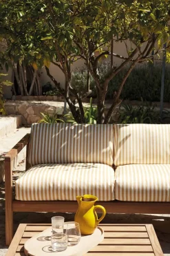 Utesofa - Virkelyst 2-Seter Teak/Golden Yellow Stripe